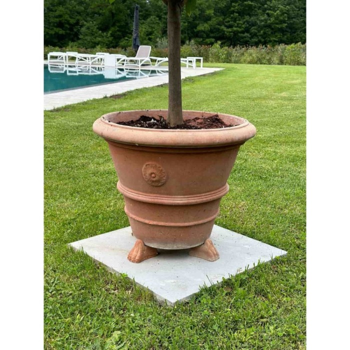 Vaso festonato con rosetta in terracotta Impruneta | Terrecotte Cestenoli