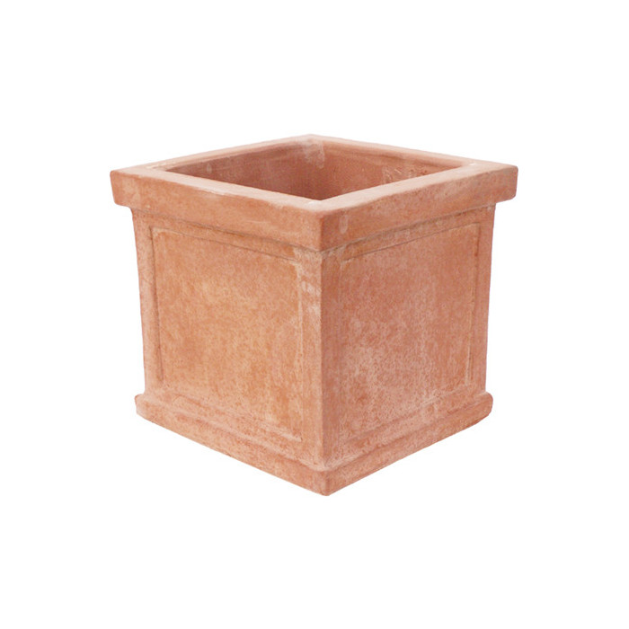 cubo liscio in terracotta fatto a mano, prodotto artigianale.