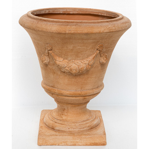 Vaso a calice festonato in terracotta d'Impruneta fatto a mano | Terrecotte Cestenoli