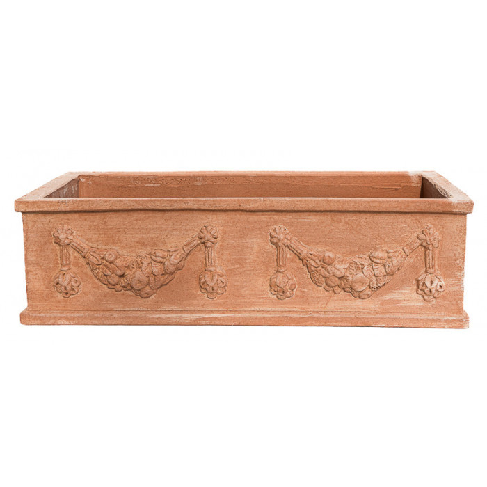 Cassetta con Doppio Festone in Terracotta d'Impruneta