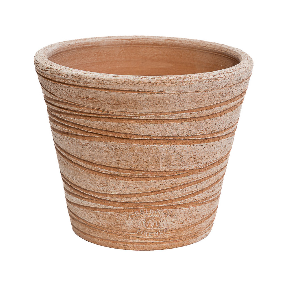 Vaso Moderno a Cono Rigato a Tornio in Terracotta